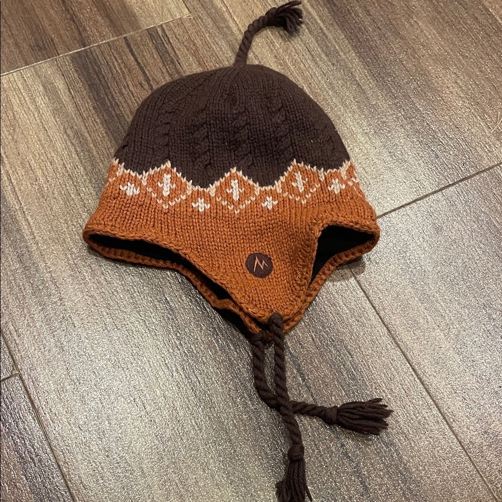 Marmot Brown and Orange Knit Hat
